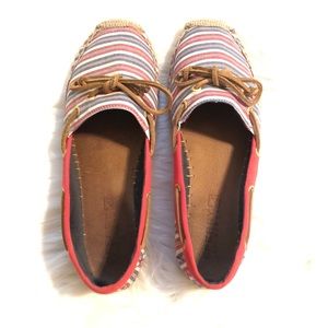 Sperry Red White and Blue Stripe Mariner Flats